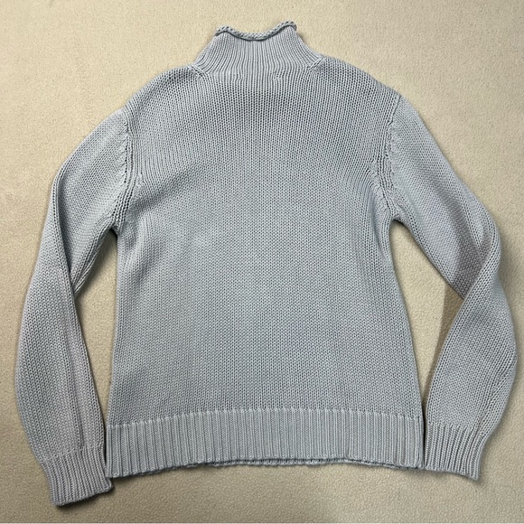 Eddie Bauer Sweater Womens Small Gray Roll Neck Chunky Knit Pullover Fisherman - Picture 7 of 7
